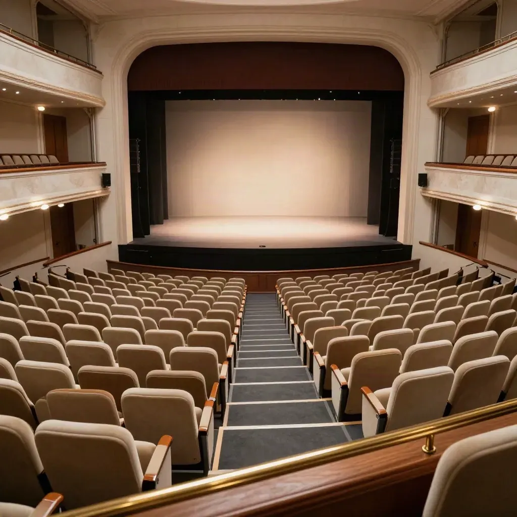 Sala concerti di Milano vista dall’alto, palco acceso e posti ordinati pronti per lo show
